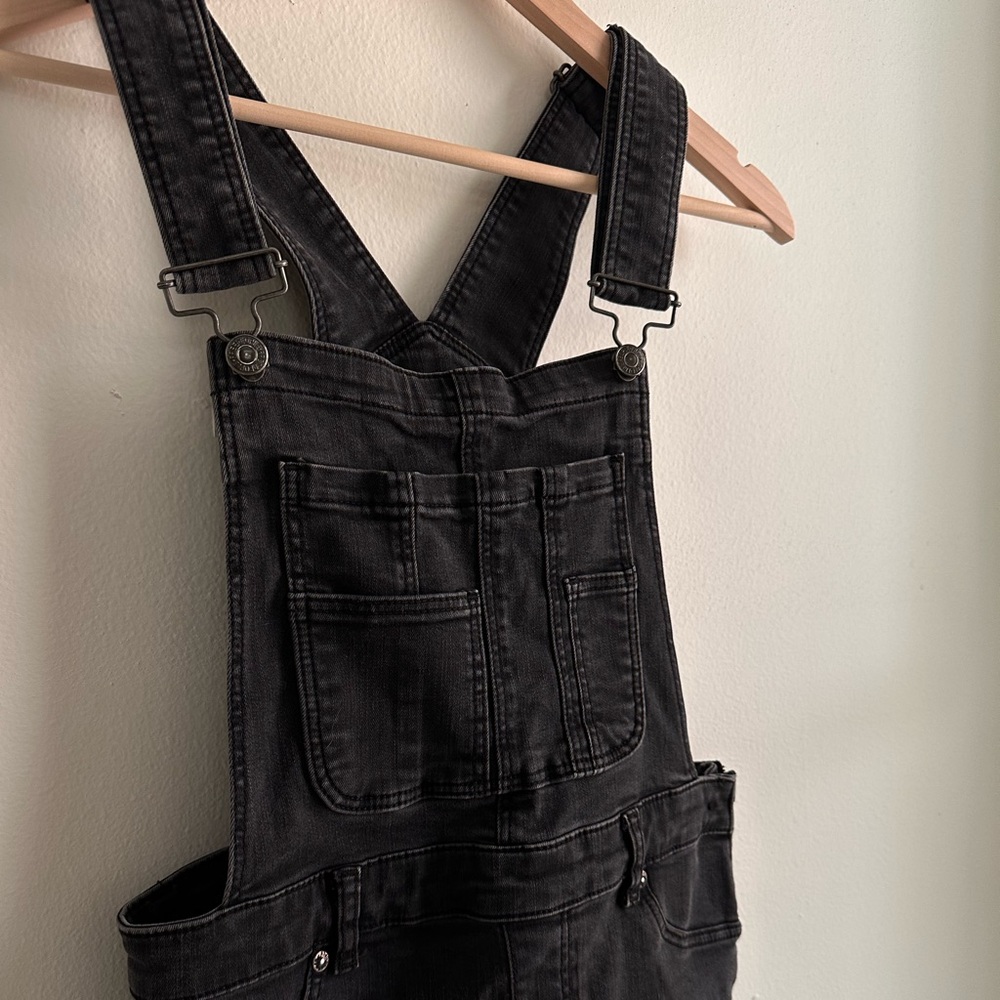 Free People black denim overalls